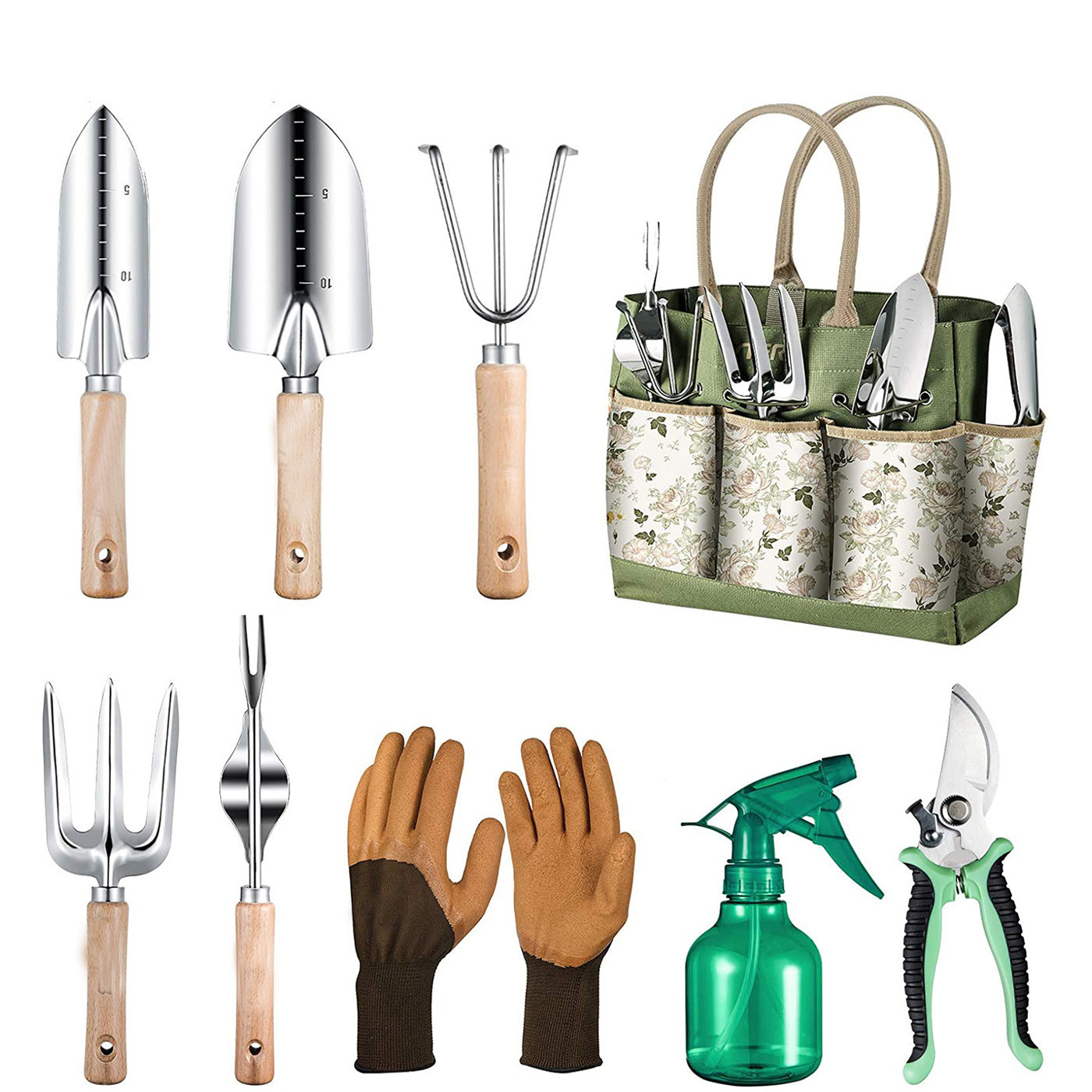 Garden Gloves - 9-częściowy zestaw narzędzi ogrodniczych z wytrzymałymi