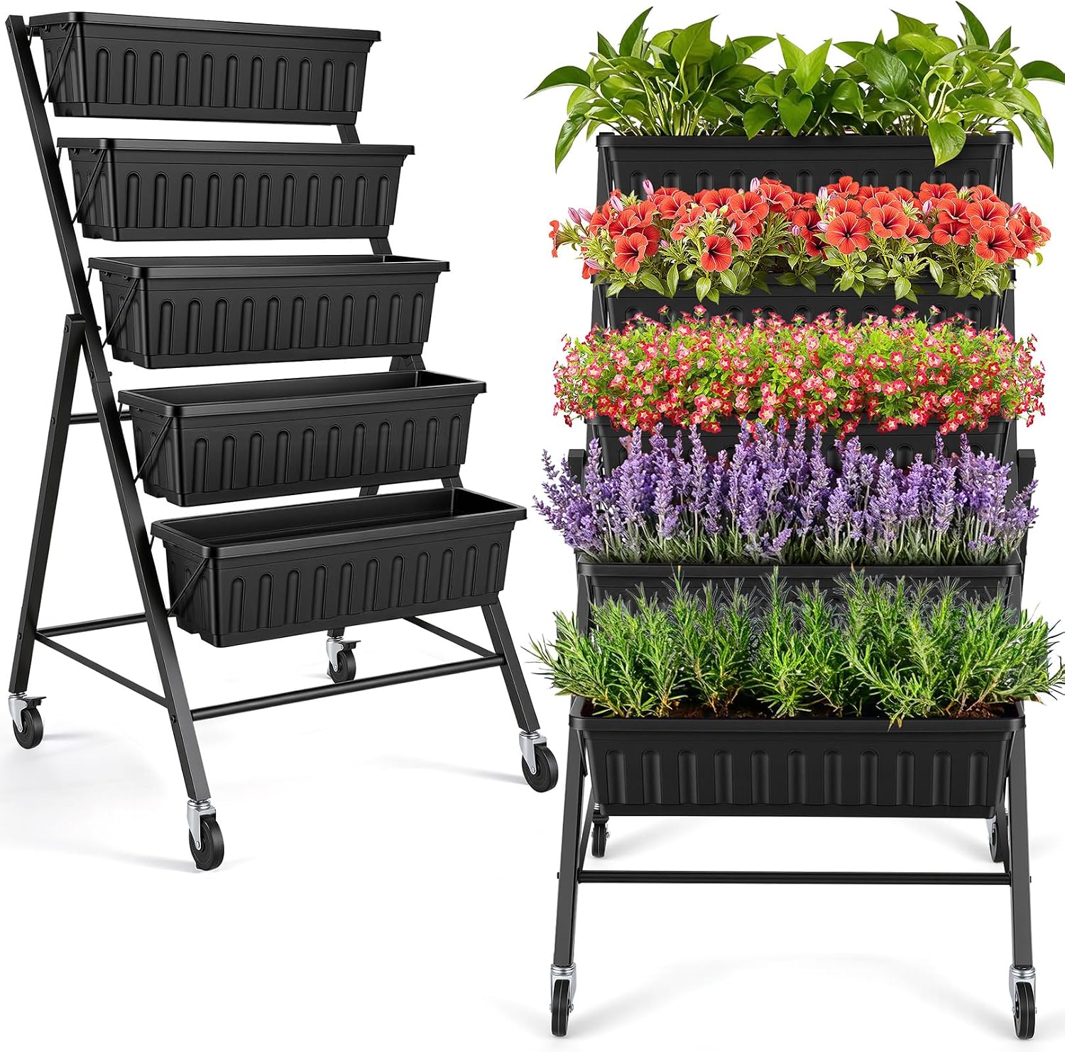 Vertical Planter - Pionowa podwyższona grządka z kółkami, 5-poziomowy