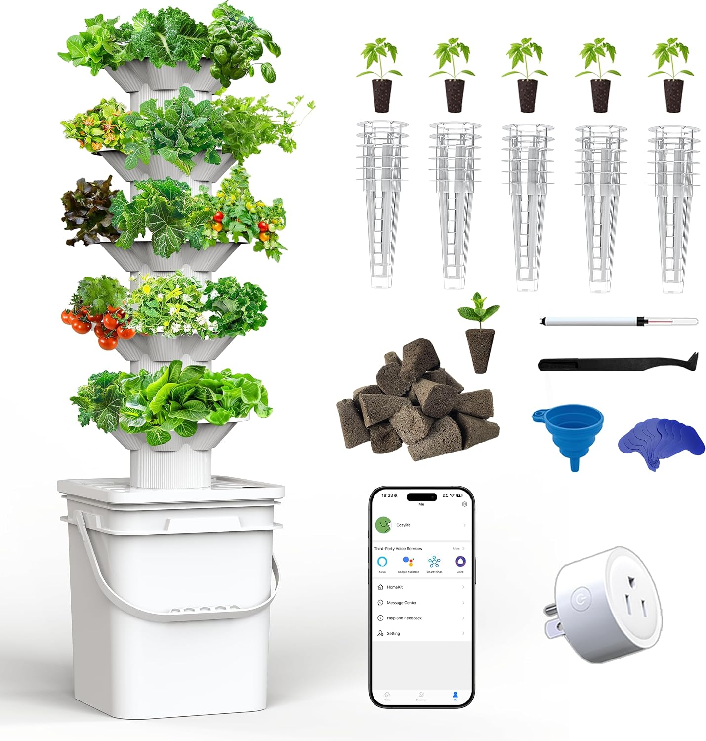 Hydroponic Kit - Zestaw do uprawy hydroponicznej, 5-warstwowa wieża