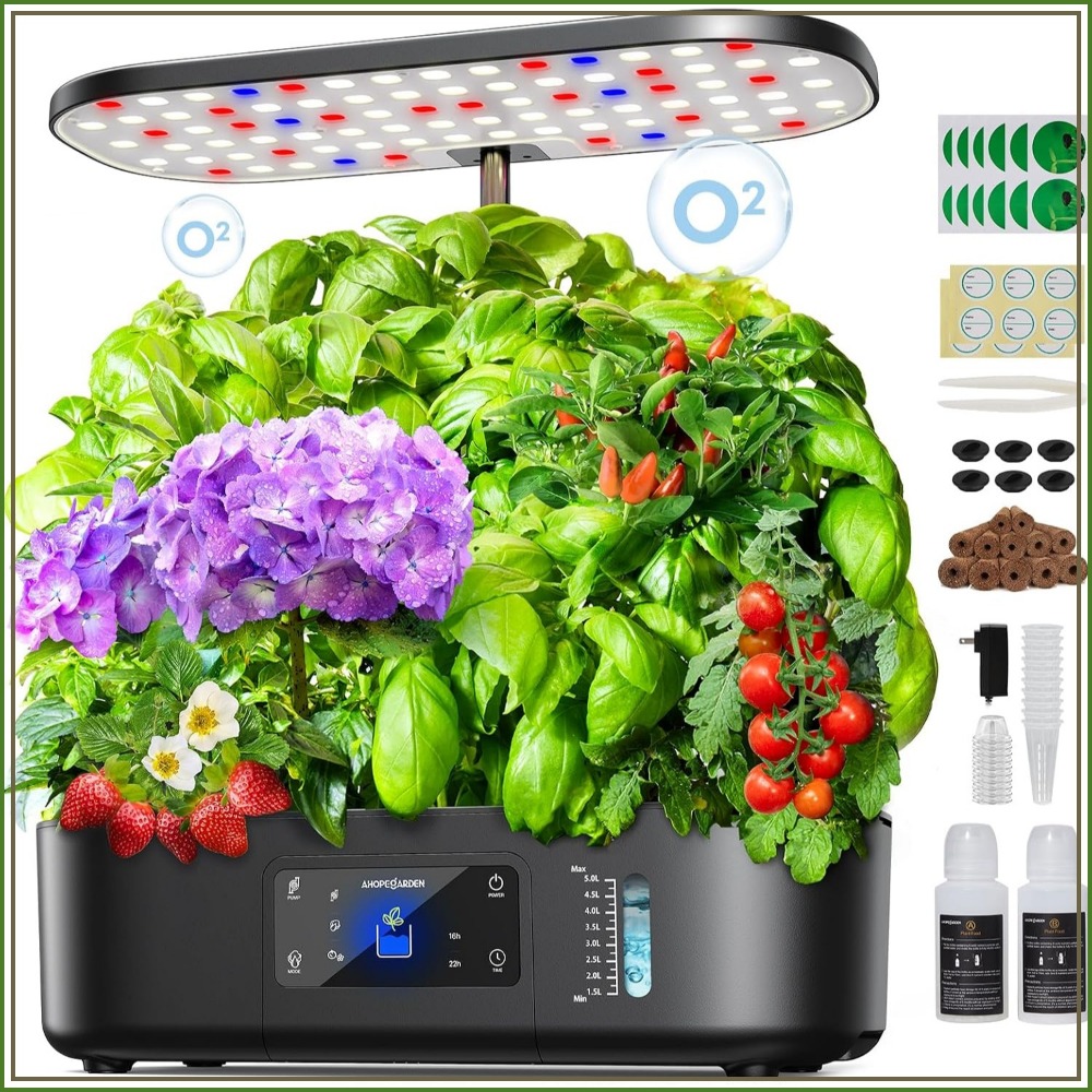 Indoor Herb Garden - 12-pojemnikowy wewnętrzny ogródek hydroponiczny z wyświetlaczem
